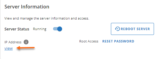 Server Information - View IP address