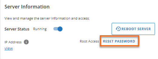 Server Information - Reset Password