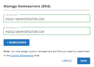 Enter name servers