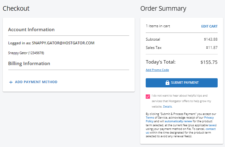 Renewal Center - Checkout