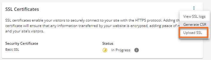 Customer Portal - SSL Certificate - Upload SSL