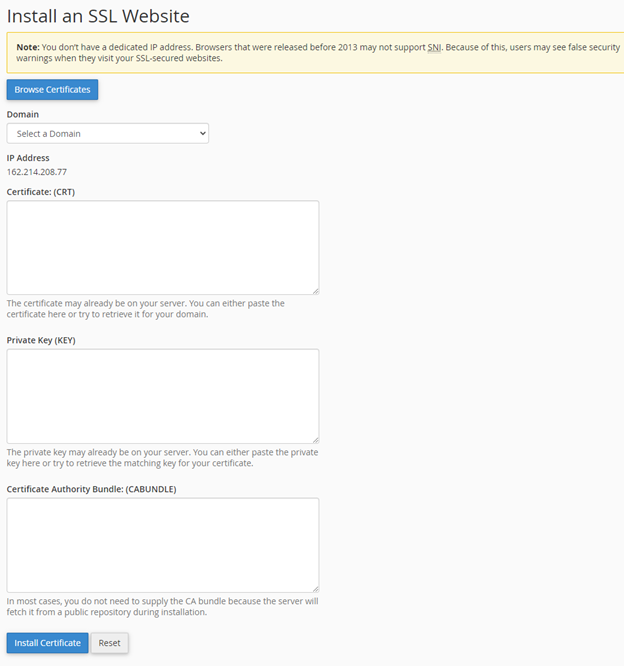 SSL/TLS Install an SSL Website