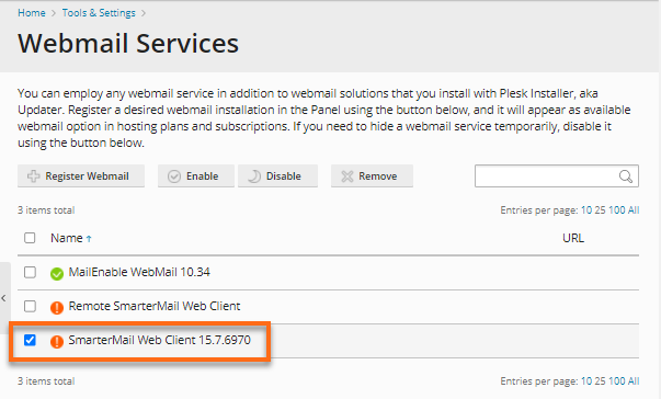 Plesk - Select SmarterMail