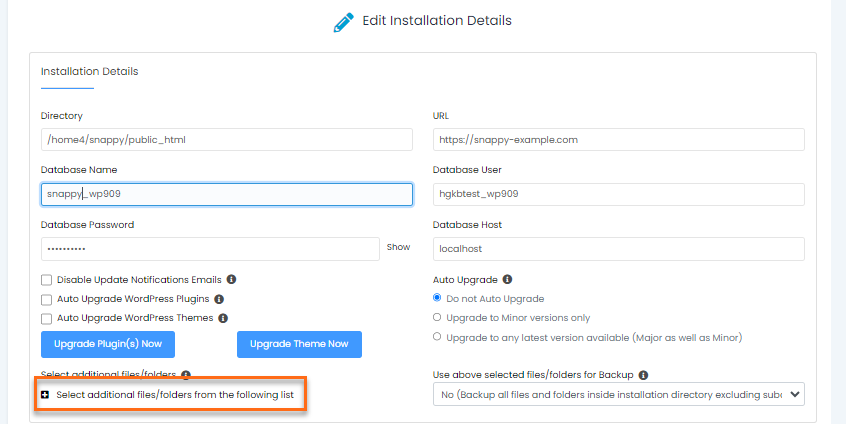 Softaculous - Expand Select Additional Files/Folders