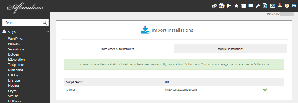 Softaculous - Successful Bulk Manual Install