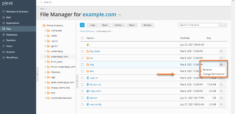 Change Permission dropdown