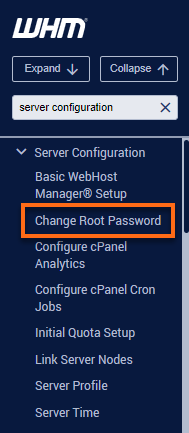 WHM - Server Configuration - Change Root Password