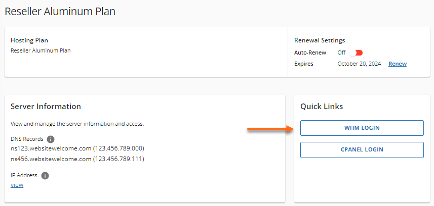 Customer Portal - Quick Links - WHM Login