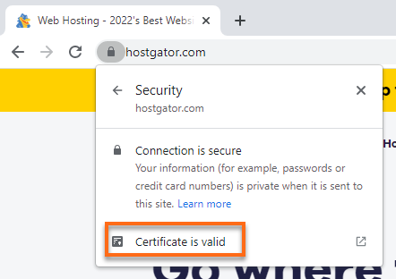 Google - Certificate is valid
