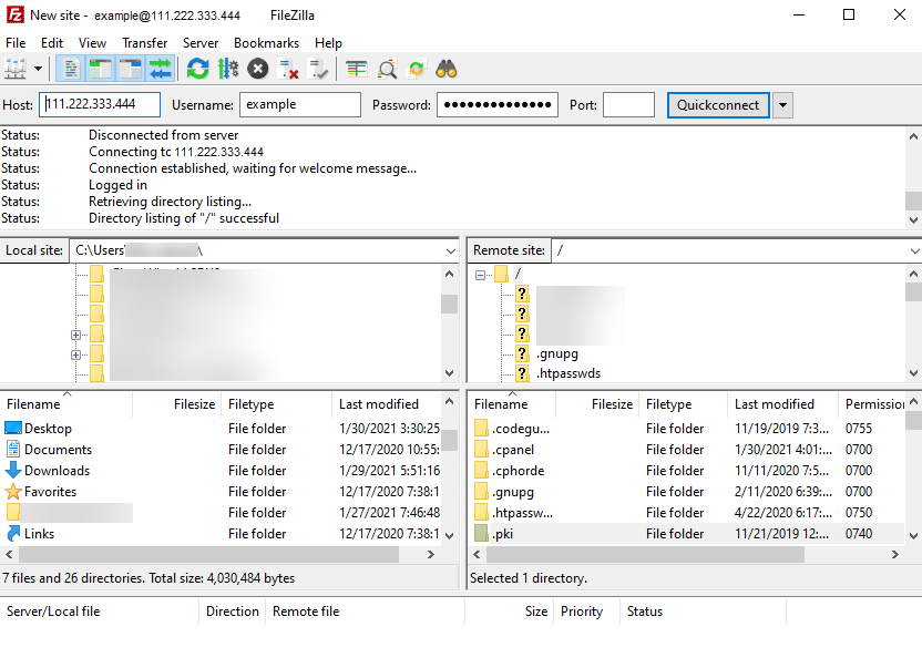 FileZilla - Successful Connection