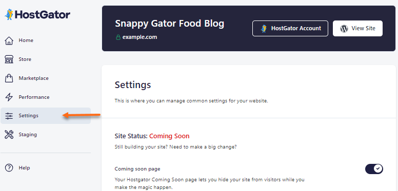 HostGator plugin - Settings tab