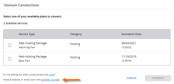 Connections - Website - Another provider