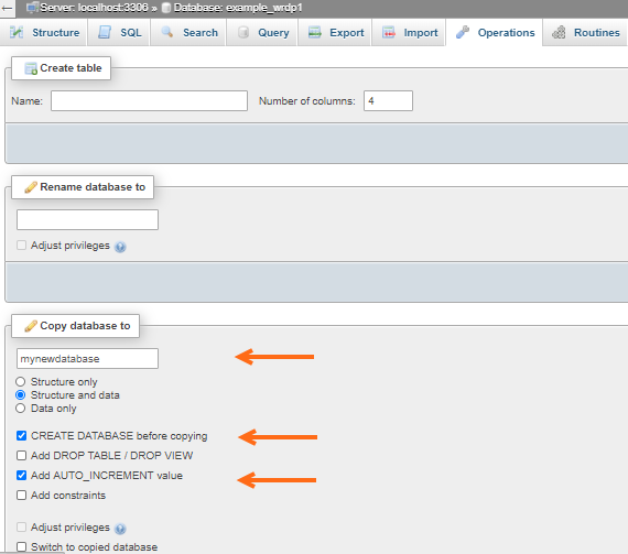 cPanel - Type in New Database Name