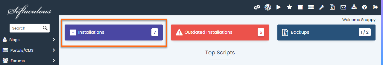 HostGator cPanel Softaculous Installations Box