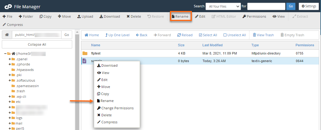 File Manager - Rename file