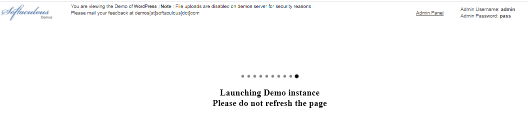 Launching Softaculous Demo version