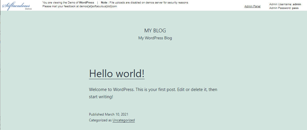 Softaculous Scripts Demo Version