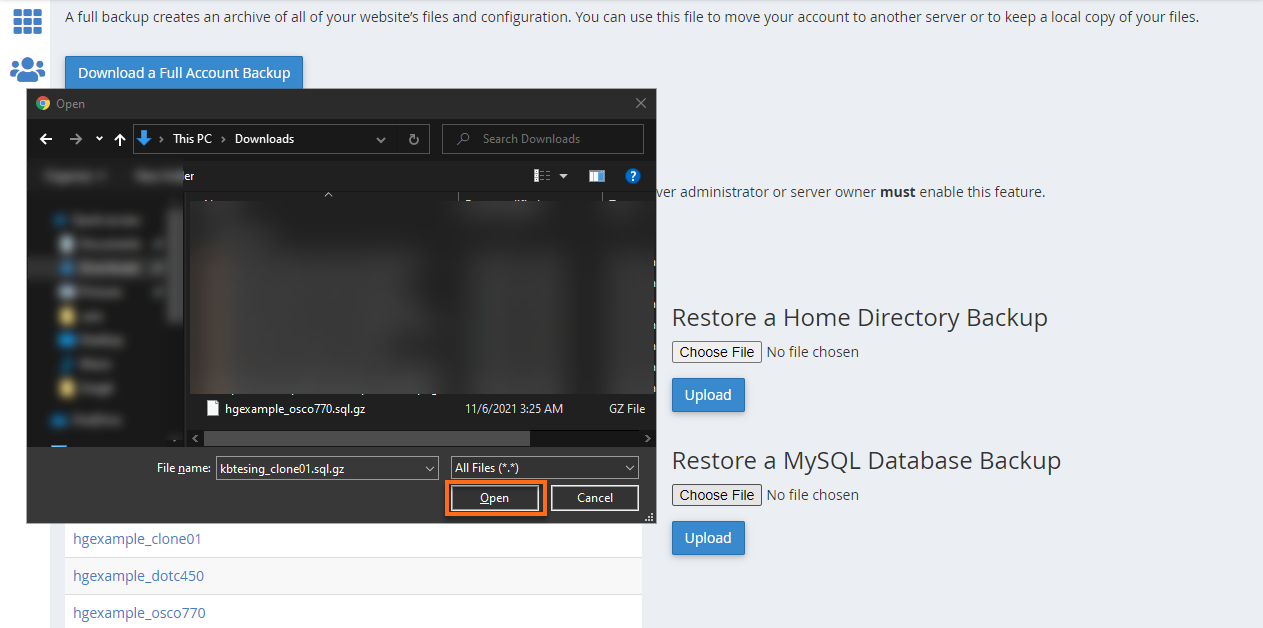 HostGator Restore a Home Directory Backup