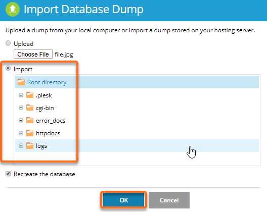 Import Databases Dump Import