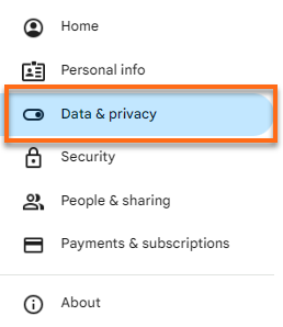 Google Workspace - Data & privacy tab