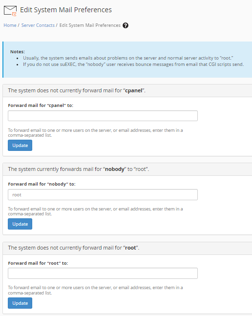 WHM - Edit Sytem Mail Preferences