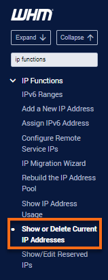 WHM - Show or Delete Current IP Address