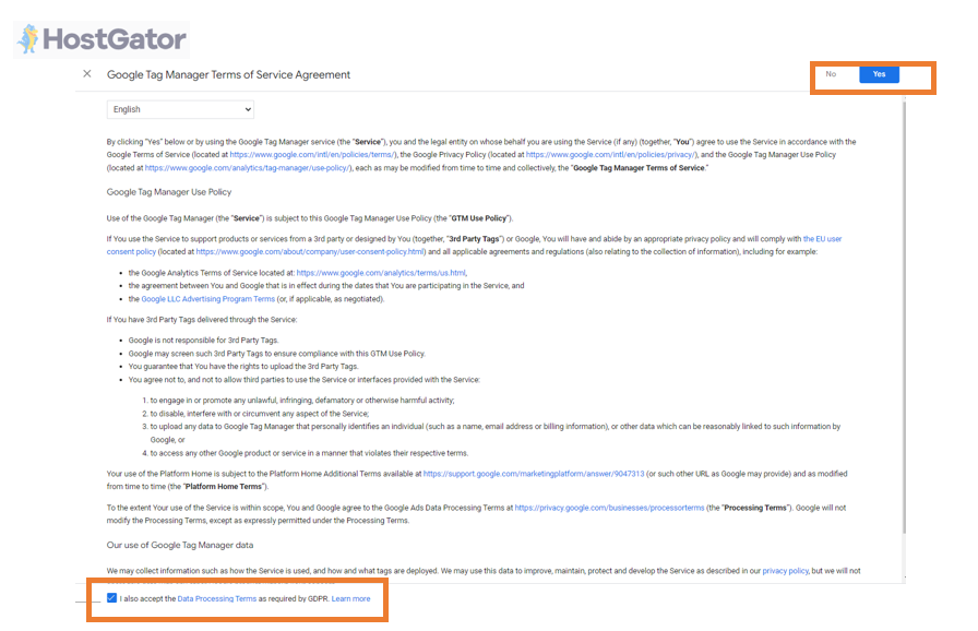 Google Tag Manager Terms of Service