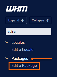 HostGator - WHM Edit a Package Search