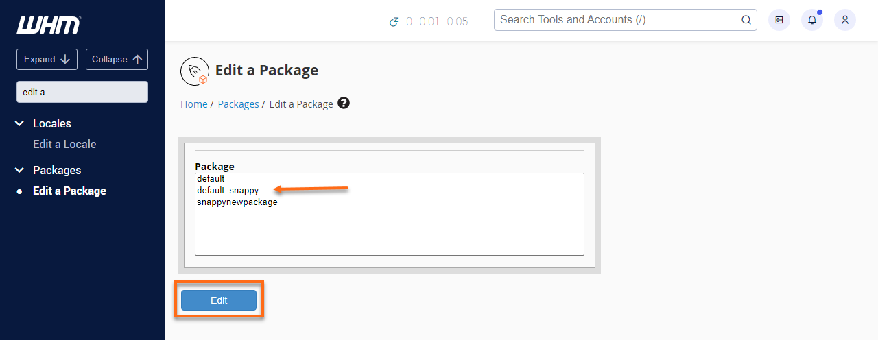 HostGator - WHM Edit Package Page