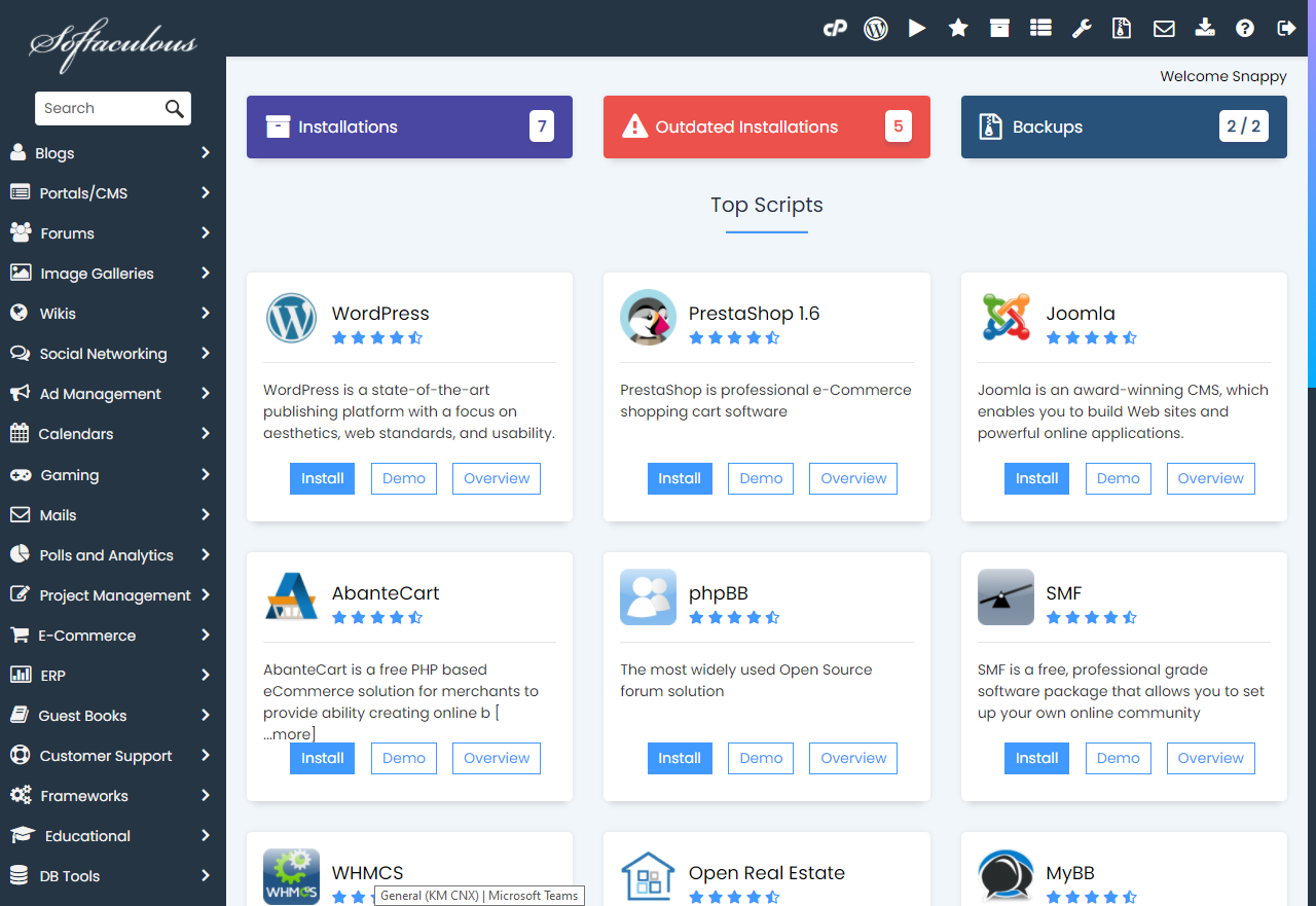 HostGator cPanel Softaculous Script Installation
