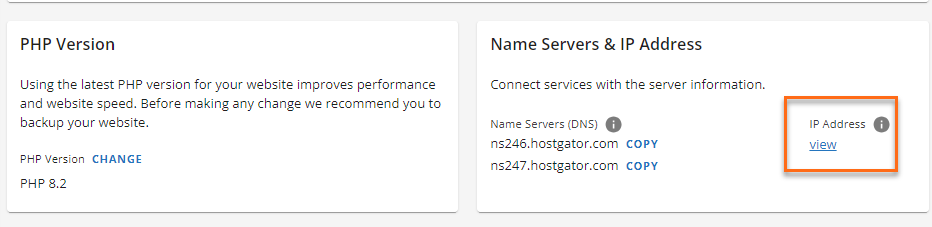 Customer Portal - Settings tab - Name Servers &amp; IP Address