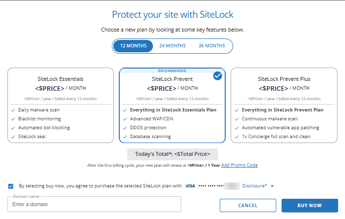 SiteLock - Select Plan