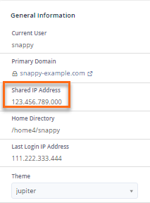 HostGator cPanel General Information for Shared IP