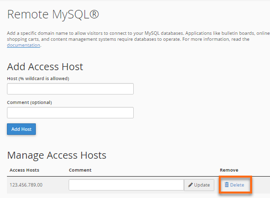 Remote MySQL - Remove IP Address