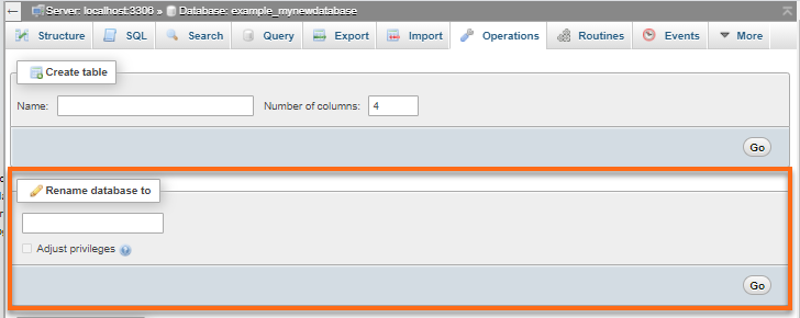 phpMyAdmin - Rename Database