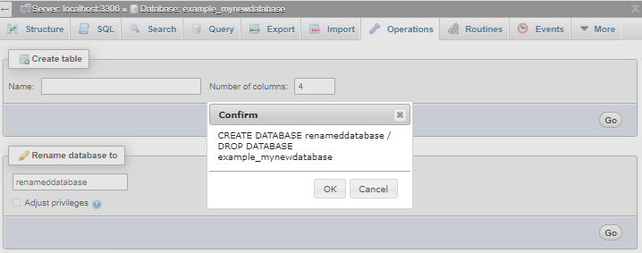 Rename Database Confirmation