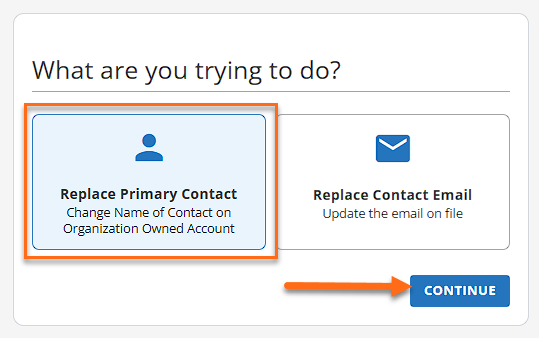 Account Recovery page - Replace Primary Contact