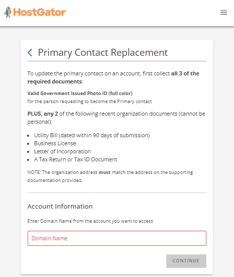 Submit PCR - Enter a domain