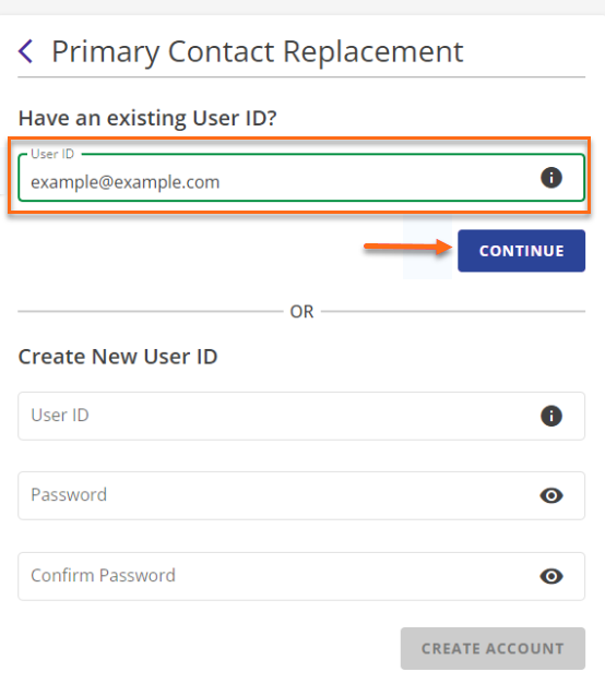Submit PCR - Use an existing User ID