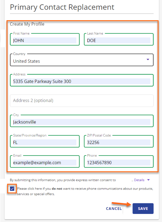 Submit PCR - Create a new profile