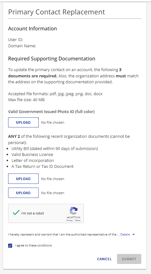 Submit PCR - Upload requirements