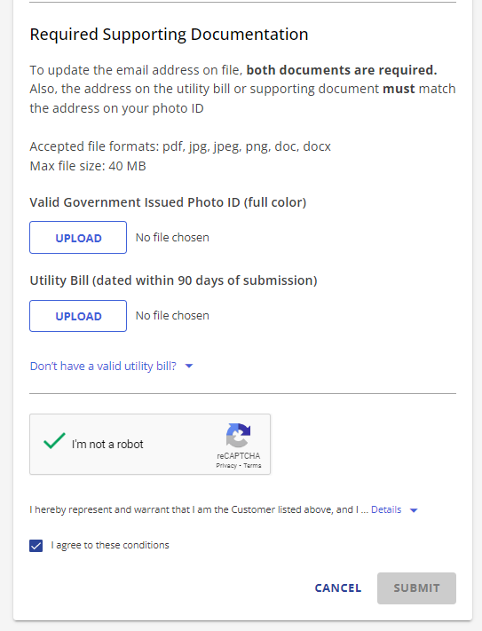 Submit CER - Upload requirements