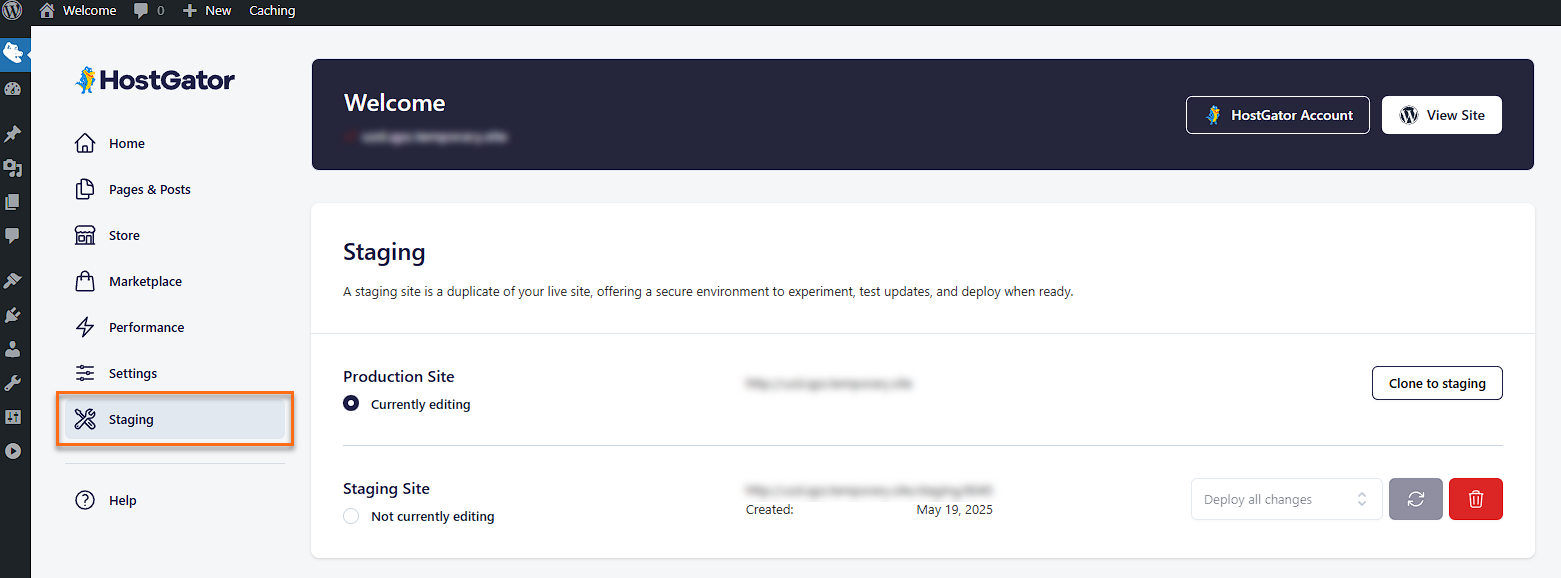 HostGator Plugin - Staging
