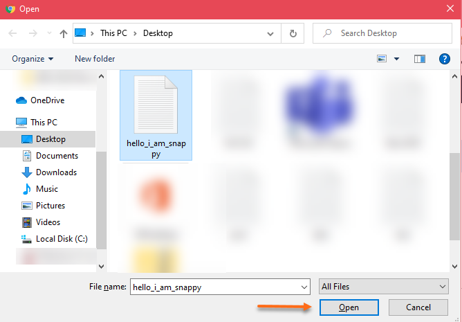 Select file from local computer