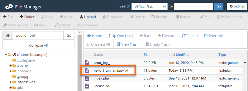 File Manager - File Uploaded