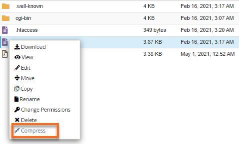 File Manager - Select Compress