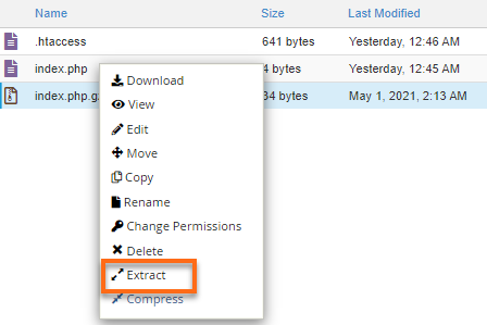 File Manager - Extract