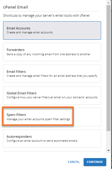 Customer Portal - cPanel Email - Spam Filters