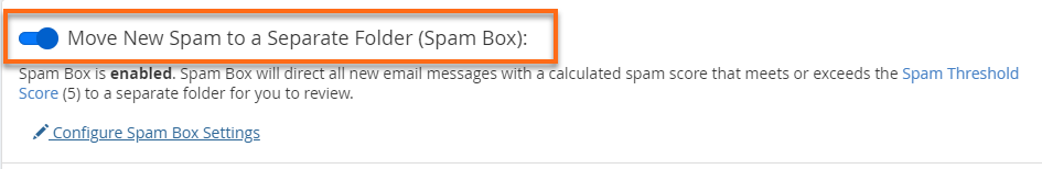 Spambox is enabled