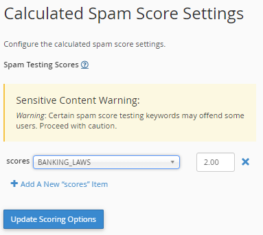 Score Settings - Select score value